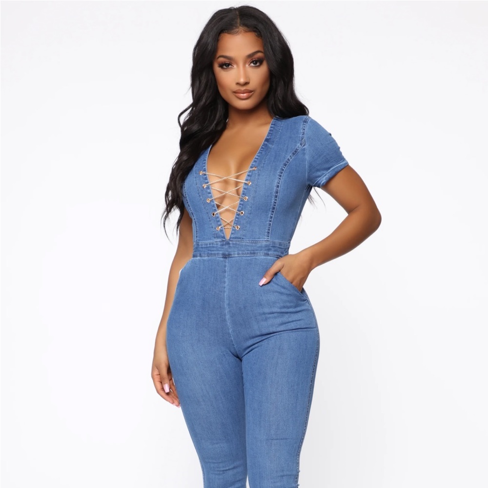 Chained to The denim Jumpsuit